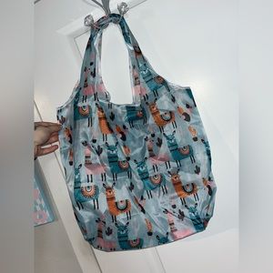Polyester Large Foldable Portable Shopping Bag / Large Capacity Tote Bag Llamas